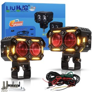 NEW HJG FUTURE EYES 2 LENS-EXTERNAL LED-AUXILLIARY LIGHTS-WITH HARNESS (EL-49)