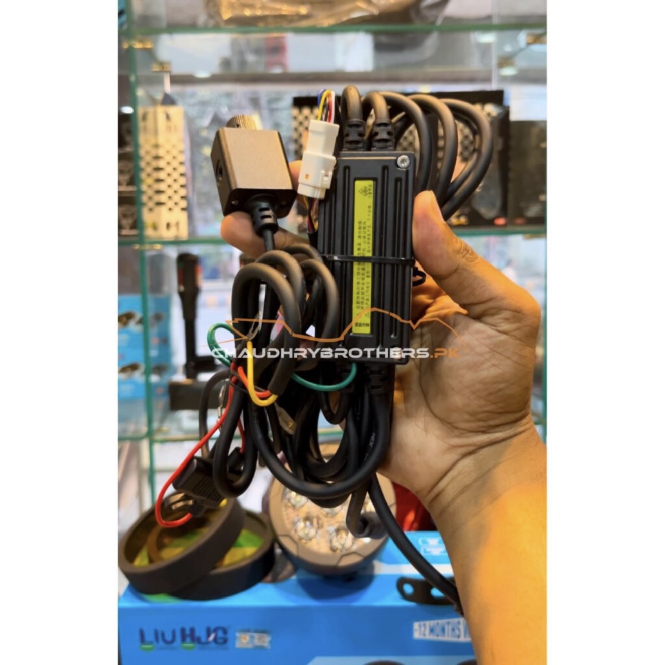 HJG NEW 5+2 LED SMD LIGHTS WITH PROJECTOR LENS-WHITE YELLOW WITH DRL & HARNESS-EXTERNAL-LED-140WATT (EL-42) - Image 6