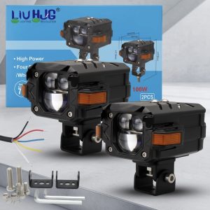 HJG D3 PRO-S WITH ORANGE HAZARD RED DEVIL EYE EXTERNAL LED-AUXILIARY LIGHTS-GODZILLA PRO (EL-51)