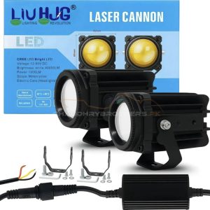 HJG LASER CANON FOGLIGHTS-PROJECTOR LENS-WHITE YELLOW EXTERNAL LED (EL-38)