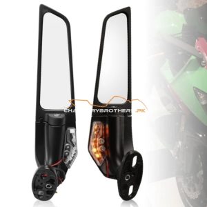 WIND WINGS SIDE VIEW MIRRORS-FAIRING FITTING-LARGE SIZE WITH WHITE DRL (SM-32)