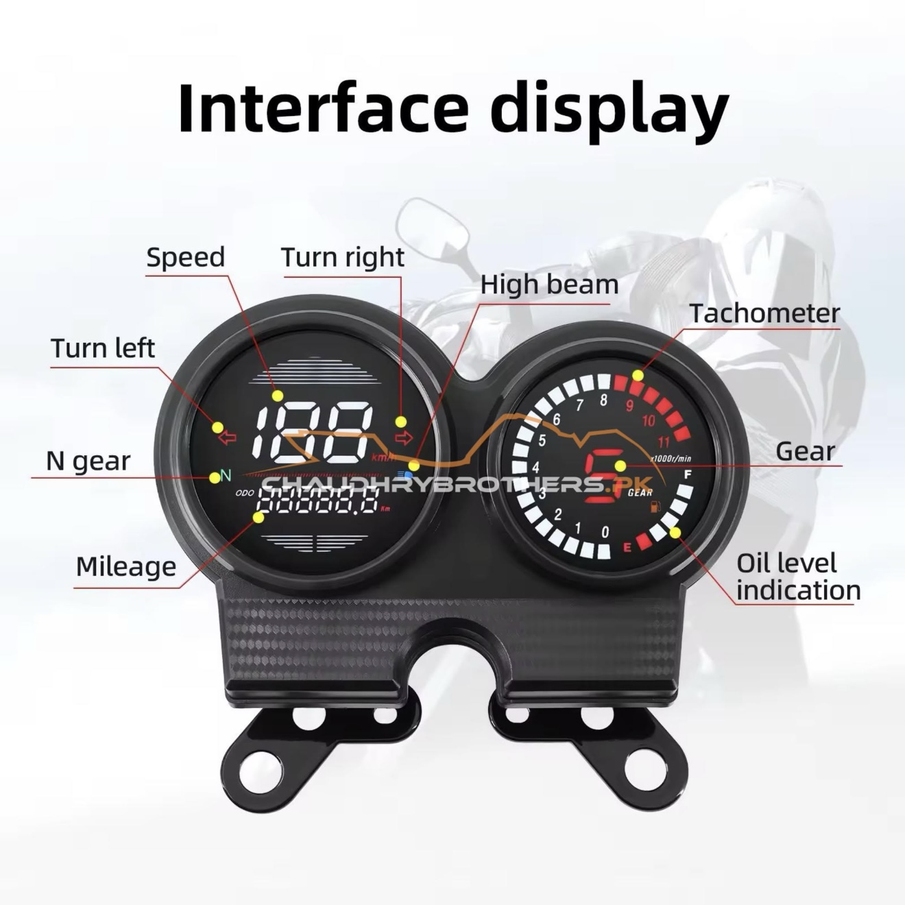 ROUND SHAPE DIGITAL SPEEDOMETER FOR PRIDER & YBR FAMILY (M-08) - Image 3