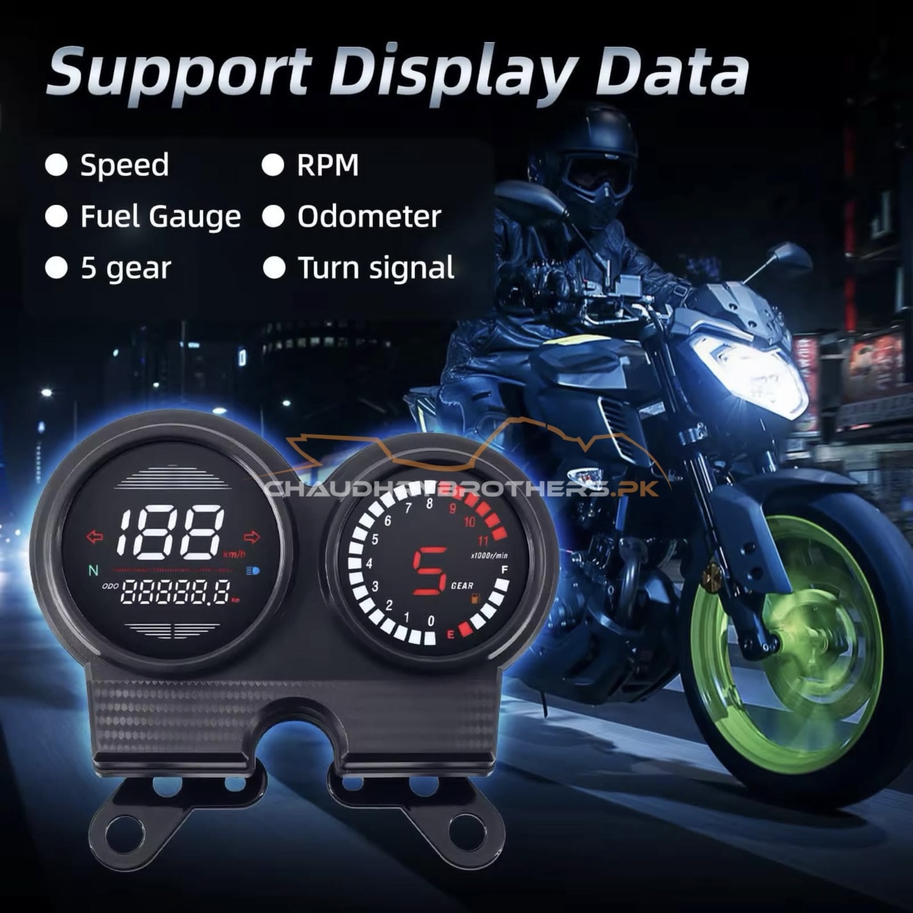 ROUND SHAPE DIGITAL SPEEDOMETER FOR PRIDER & YBR FAMILY (M-08) - Image 4