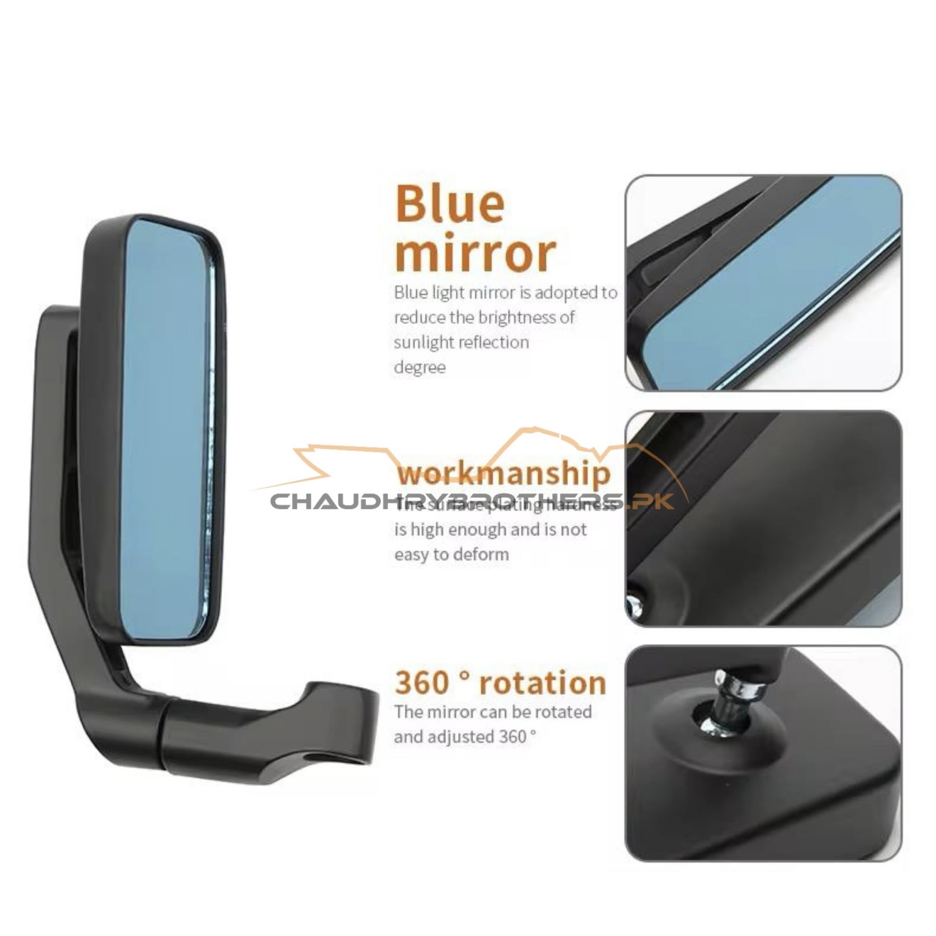 RETRO DESIGN SIDE VIEW MIRROR-RECTANGULAR SHAPE-INFINITY MIRRORS (SM-29) - Image 8