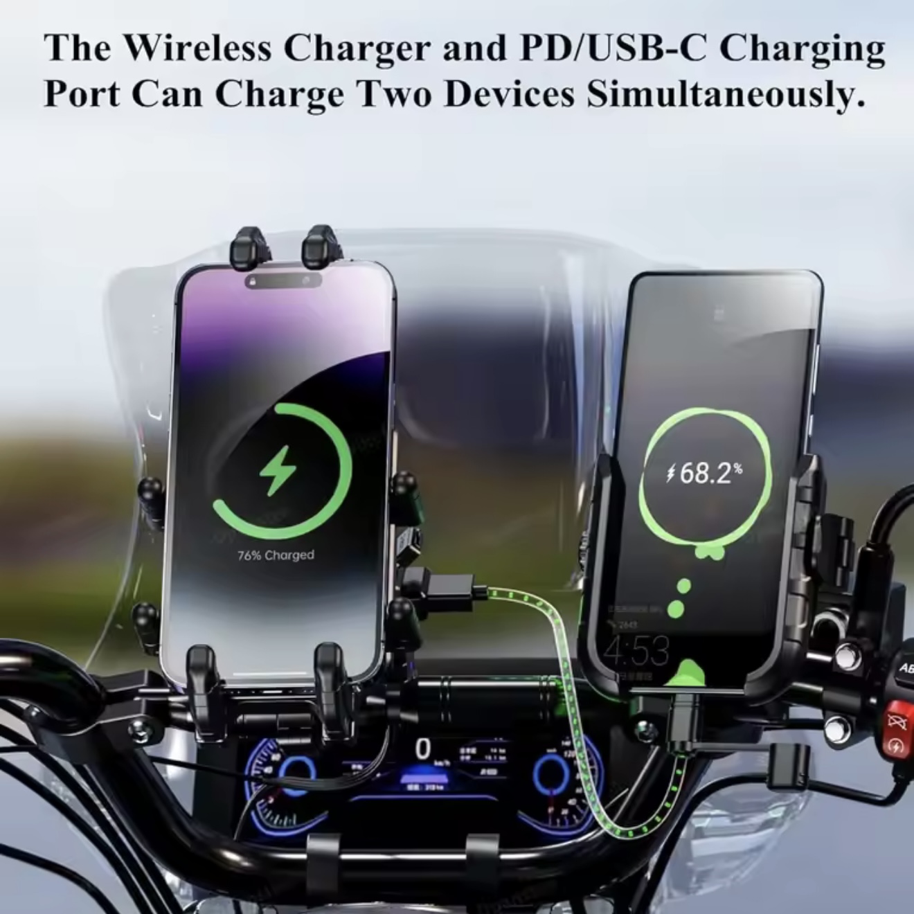 KEWIG MOTORCYCLE MOBILE HOLDER Q1 WIRELESS CHARGING WITH USB-C TYPE FAST CHARGING SHOCKPROOF (MH-06) - Image 6