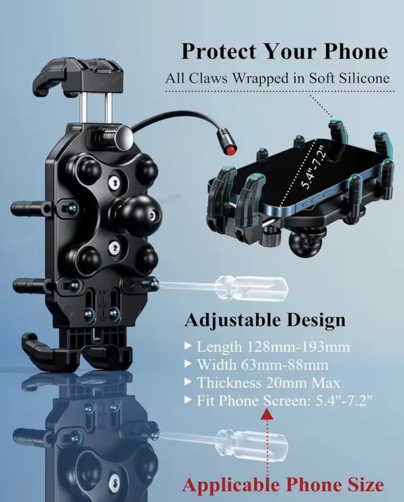 KEWIG MOTORCYCLE MOBILE HOLDER Q1 WIRELESS CHARGING WITH USB-C TYPE FAST CHARGING SHOCKPROOF (MH-06) - Image 4