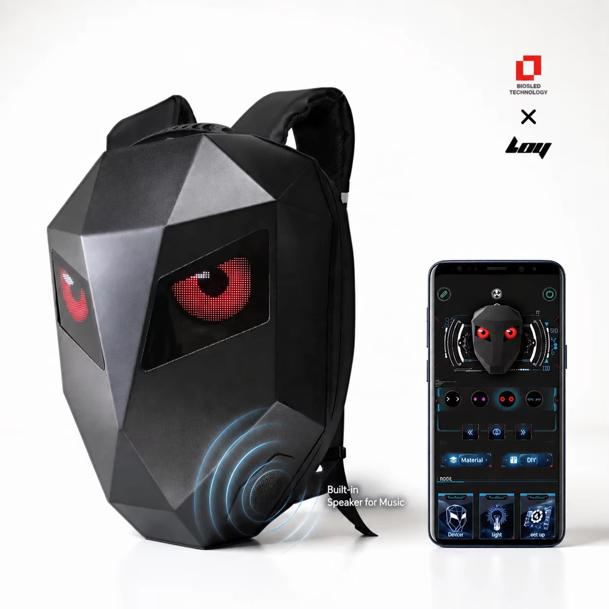 LED EYE ANIMATION RIDING BAG WITH SPEAKERS (BACKPACK) - Image 2