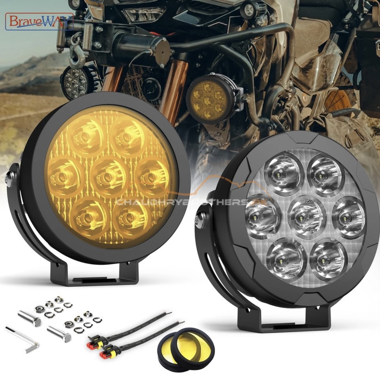 7 LED AUXILIARY LGHTS-HJG-EXTERNAL-REMOVABLE LENS-LED-140WATT (EL-08)