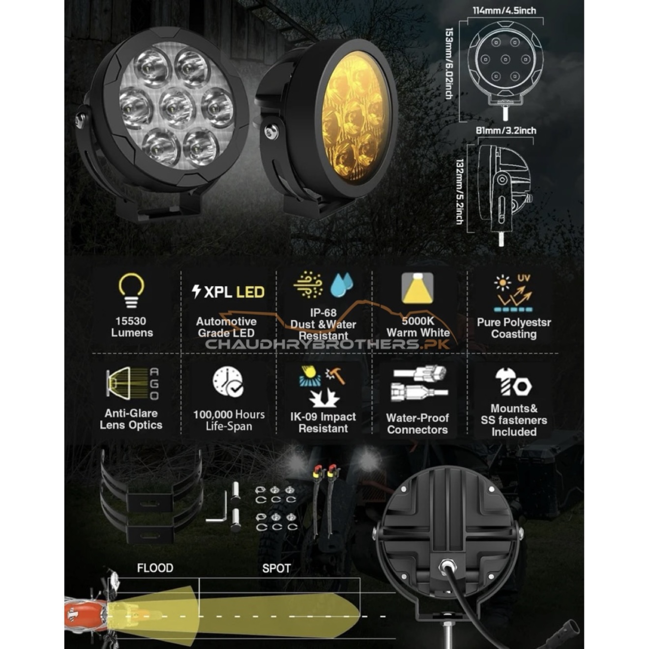 7 LED AUXILIARY LGHTS-HJG-EXTERNAL-REMOVABLE LENS-LED-140WATT (EL-08) - Image 5