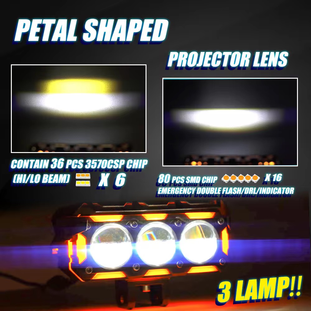 3 LED AUXILIARY BAR LIGHTS-MOTOLED-FOG SPOT LIGHTS - Image 2