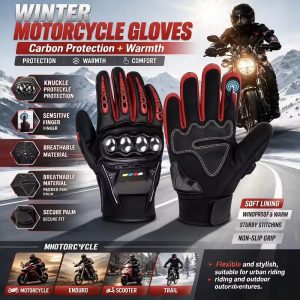 WINTER RIDING GLOVES-STEEL PROTECTION+WARMTH