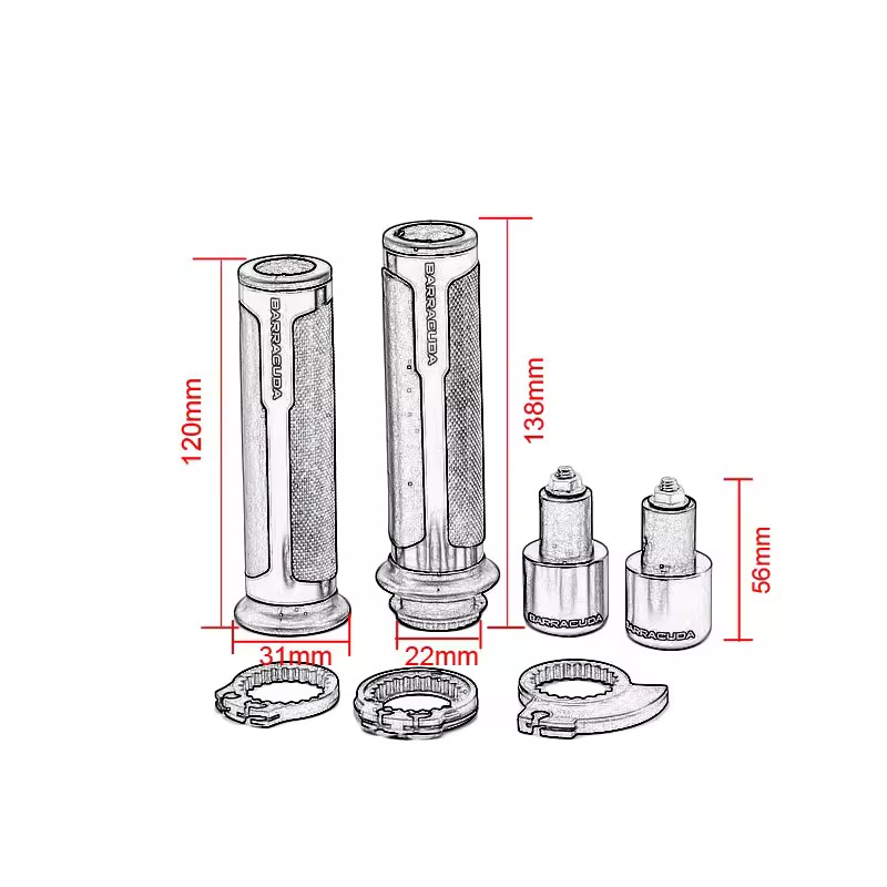 BARRACUDA ITALIAN DESIGN HANDLE GRIPS-ALUMINIUM BAR ENDS - Image 6